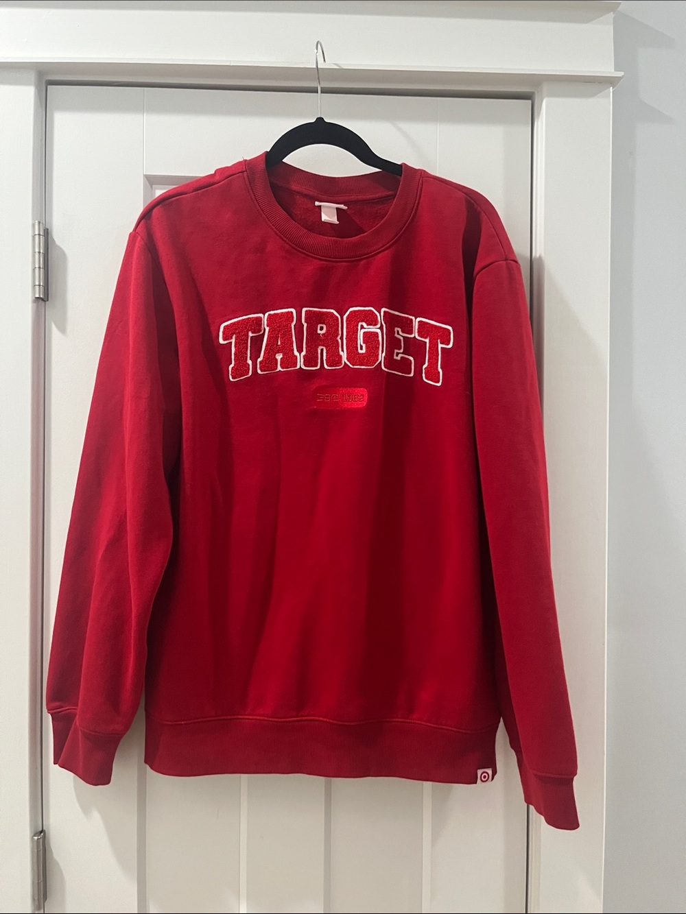 Viral Target Red Crewneck Sweatshirt with Embroidered Logo Large Like New
